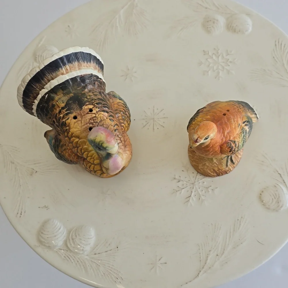 Vintage Set Of 2 Napcoware Turkey Handpainted  Ceramic Salt & Pepper Shakers